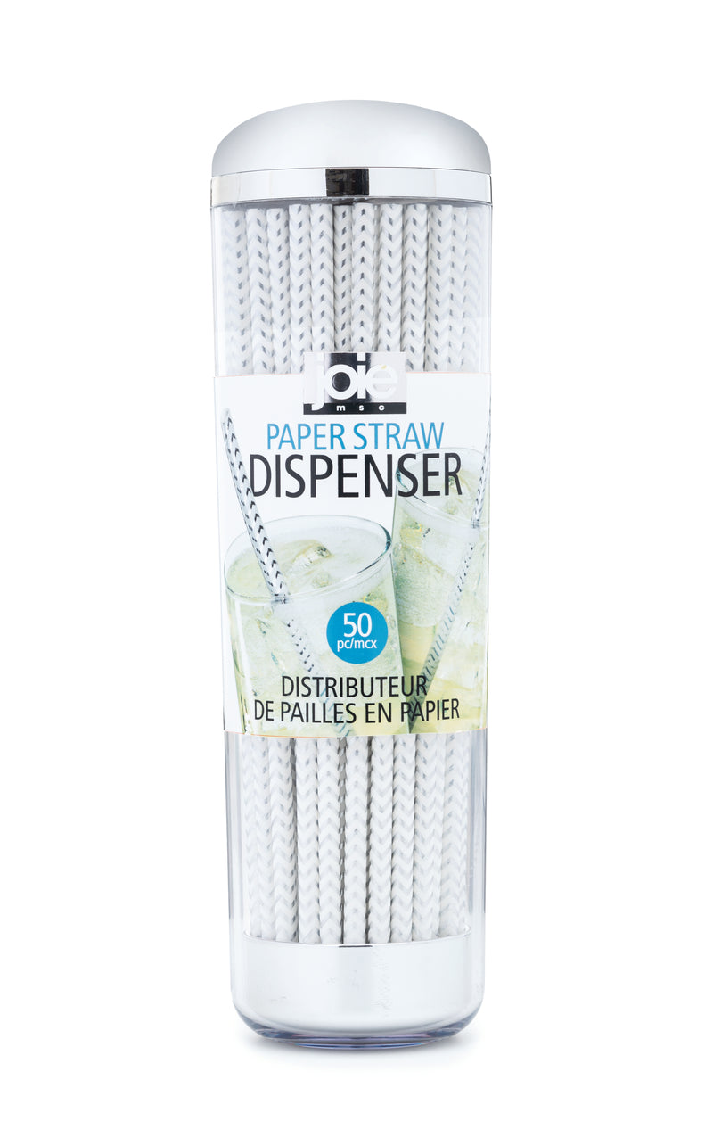 PAPER STRAWS WITH CHROME DISPENSER (50 PC)