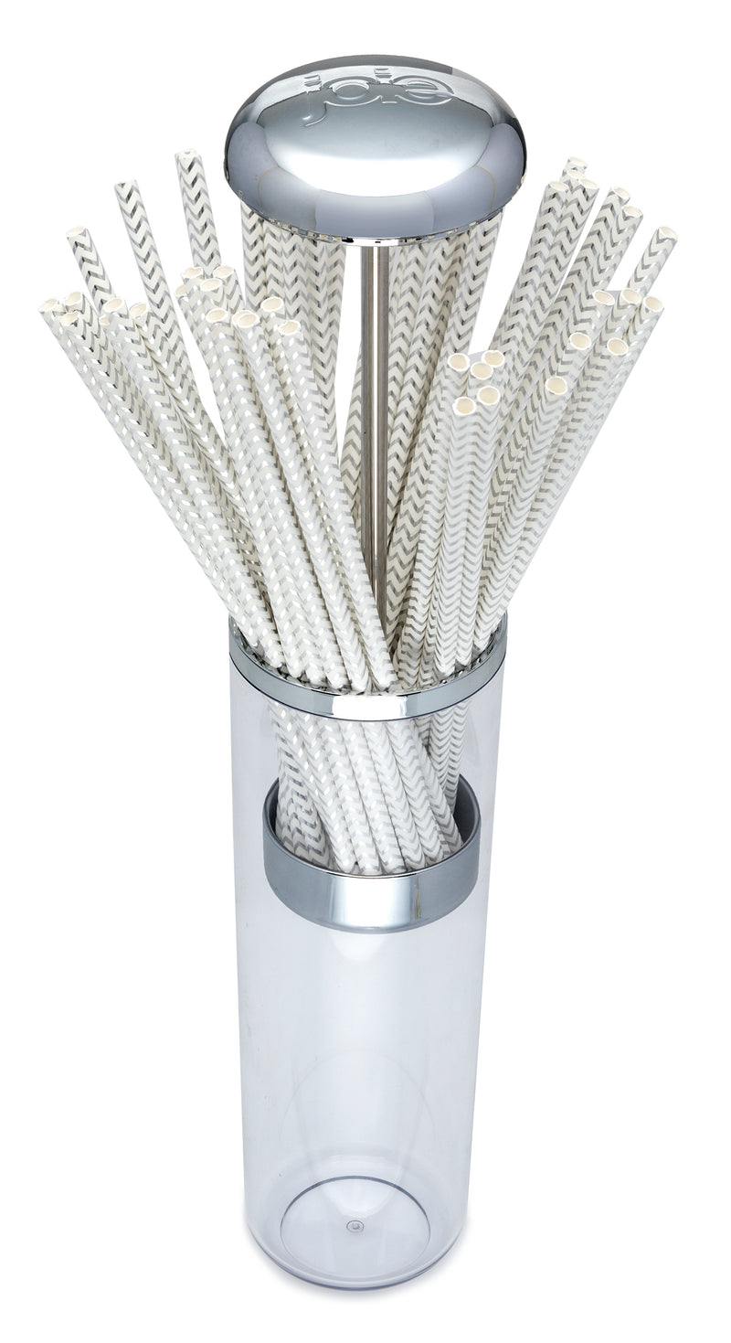 PAPER STRAWS WITH CHROME DISPENSER (50 PC)