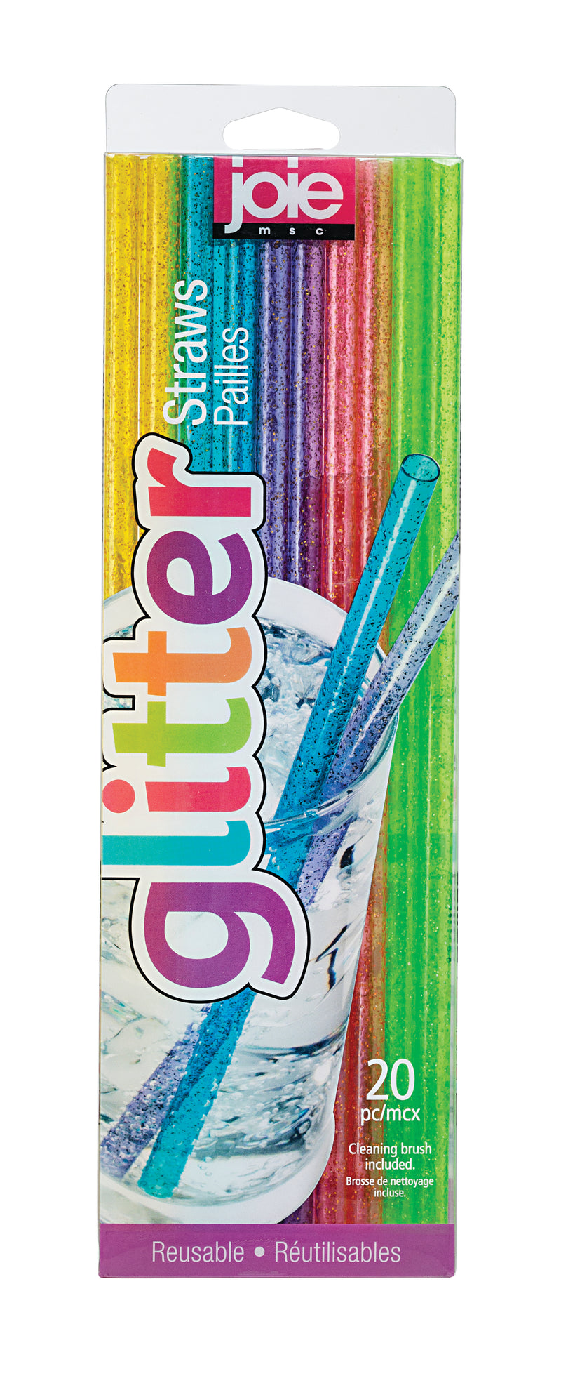 GLITTER STRAWS 20PC PETG & BRUSH