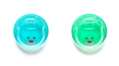 DOUBLE-WALLED PLASTIC BEAR CUP - BLUE & MINT  (2PC SET)