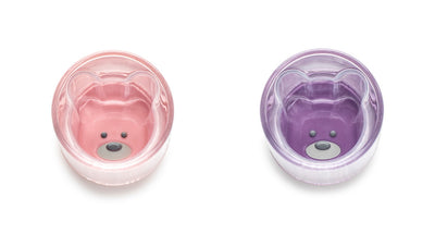 DOUBLE-WALLED PLASTIC BEAR CUP - PINK & PURPLE  (2PC SET)