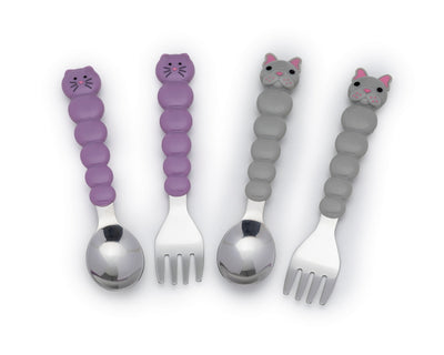 CAT & BULLDOG SPOON AND FORK (4PC SET)