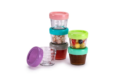 GLASS BABY FOOD CONTAINERS 4oz (6PC SET)