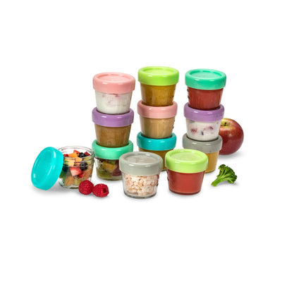 GLASS BABY FOOD CONTAINERS 4OZ (SET OF 12)