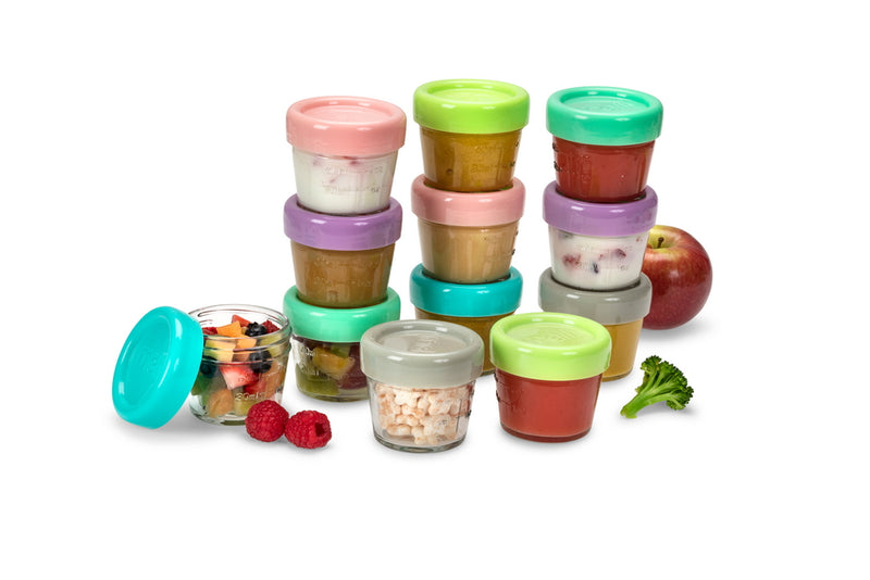 GLASS BABY FOOD CONTAINERS 4OZ (SET OF 12)