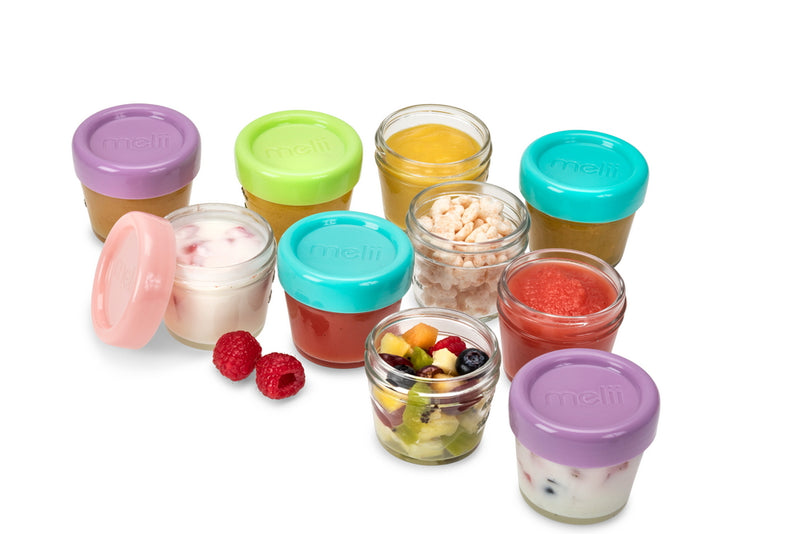 GLASS BABY FOOD CONTAINERS 4OZ (SET OF 12)