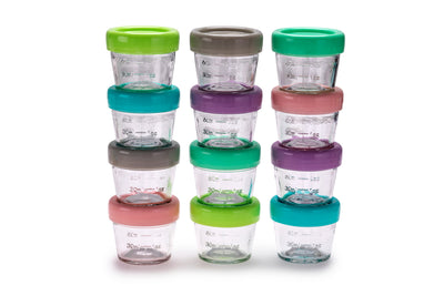 GLASS BABY FOOD CONTAINERS 4OZ (SET OF 12)