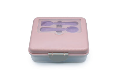 2 TIER BENTO W/ UTENSILS - PINK