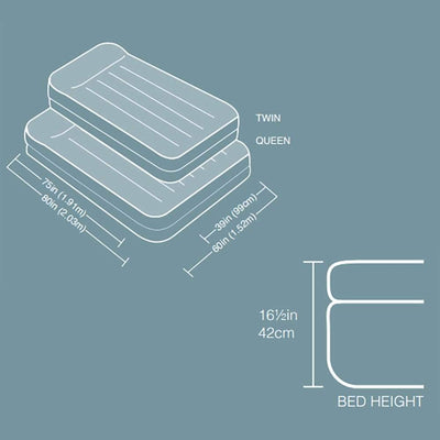 QUEEN PILLOW REST RAISED AIRBED W/ FIBER-TECH RP