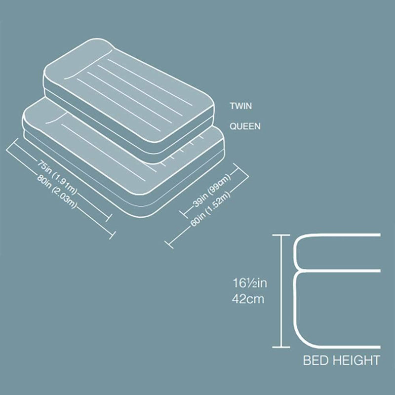 QUEEN PILLOW REST RAISED AIRBED W/ FIBER-TECH RP