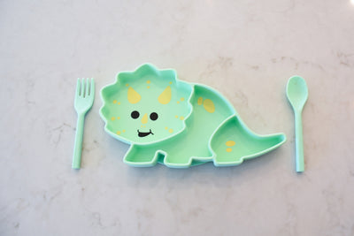 DIVIDED SILICONE SUCTION PLATE - DINOSAUR