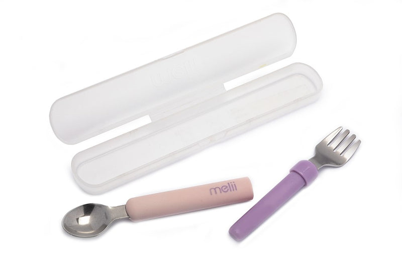 STAINLESS STEEL SPORK WITH CASE (PINK/PURPLE)