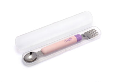 STAINLESS STEEL SPORK WITH CASE (PINK/PURPLE)