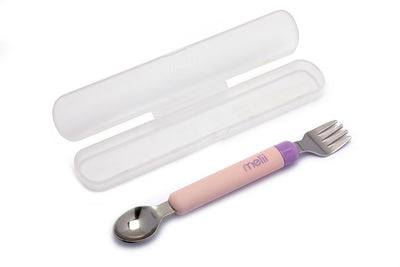 STAINLESS STEEL SPORK WITH CASE (PINK/PURPLE)