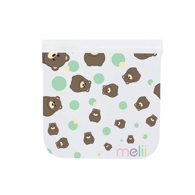 REUSABLE SNACK BAGS W/ ZIP CLOSURE - 4PK - 2 PANDA , 2 BEAR