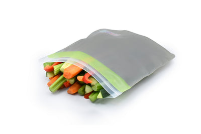 REUSABLE PEVA CONTEMPORARY SNACK BAGS - 6PK