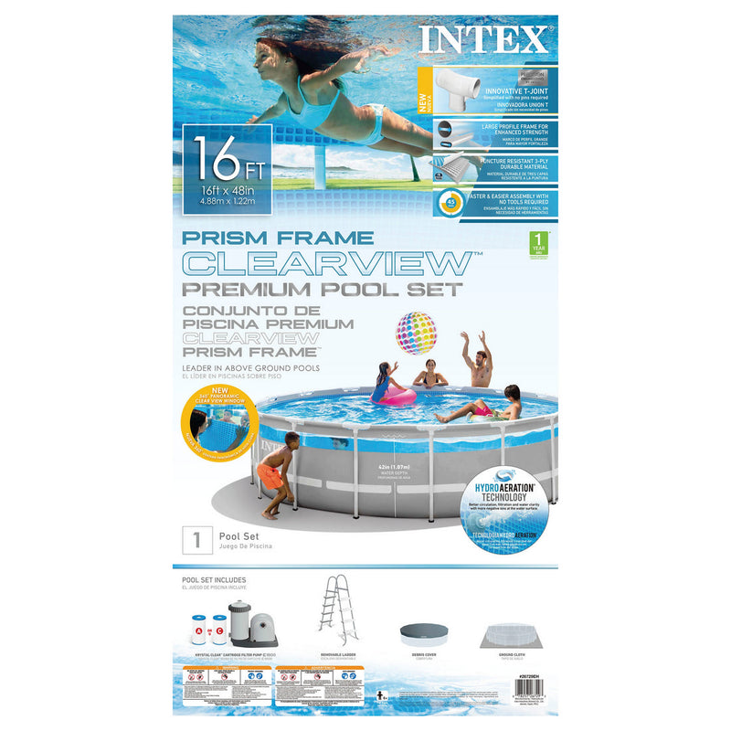 16FT X 48IN PRISM FRAME CLEARVIEW PREMIUM POOL SET