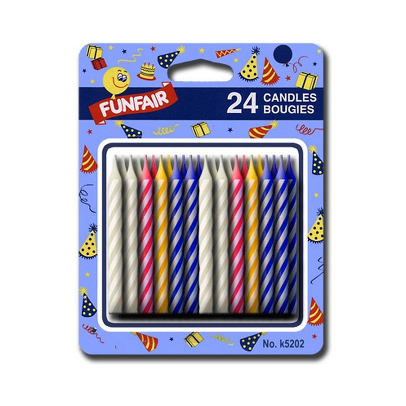 CANDLES 24 PK STRIPED