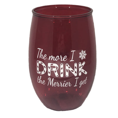 ACRYLIC STEMLESS WINE GLASSES - CHRISTMAS MIX (COUNTER DISPLAY)