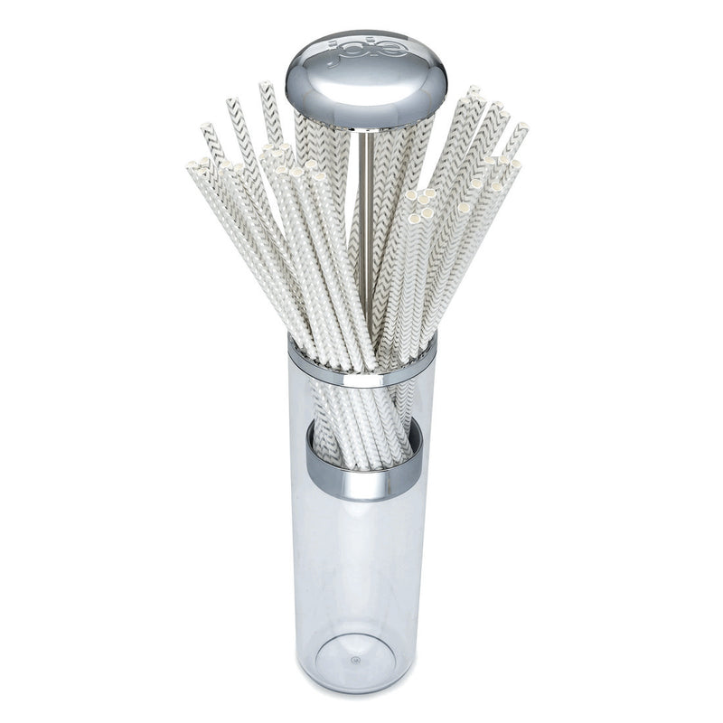 PAPER STRAWS WITH CHROME DISPENSER (50 PC)