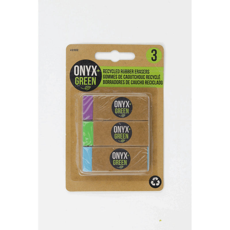 RECYCLED RUBBER ERASERS WITH SLEEVE (3PK)