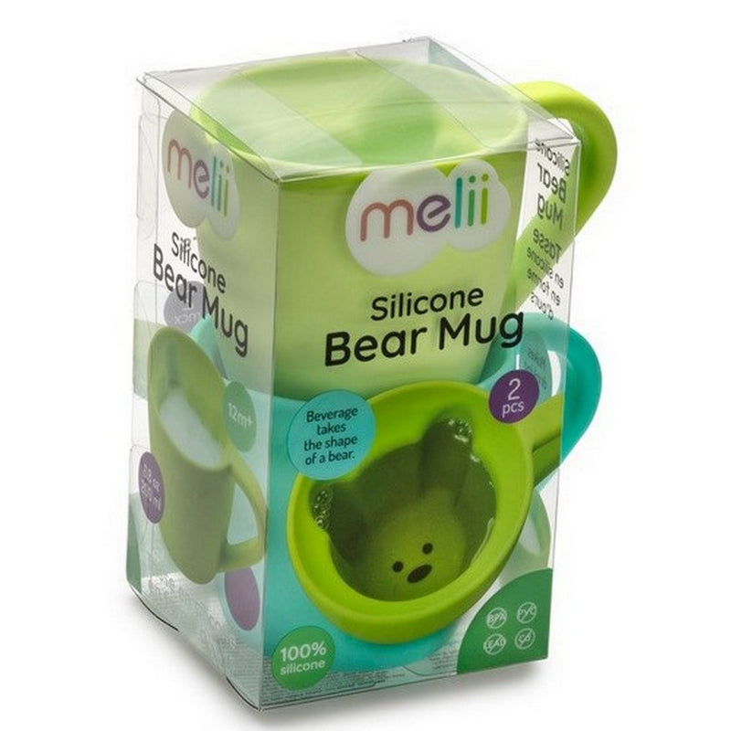 SILICONE BEAR MUG - BLUE & LIME (2PC SET)