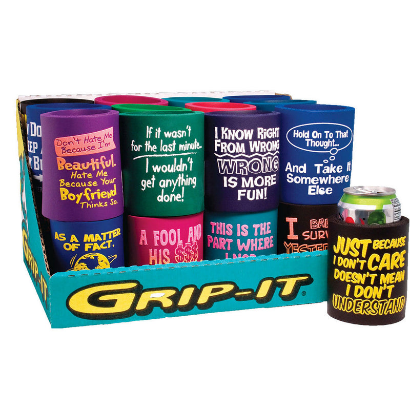 CD - GRIP-IT NOVELTY SAYINGS HI DENSITY FOAM CAN COOLER