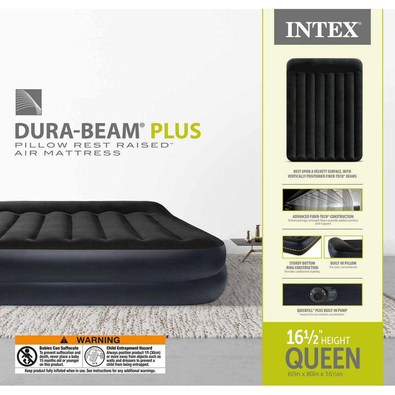 QUEEN PILLOW REST RAISED AIRBED W/ FIBER-TECH RP